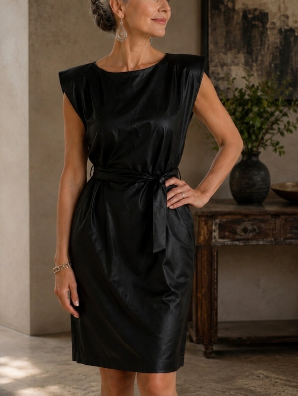 Venti6 Elegant Black Women's Dress
